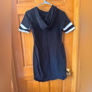 Popular Basics Black Dress with Gray Stripes